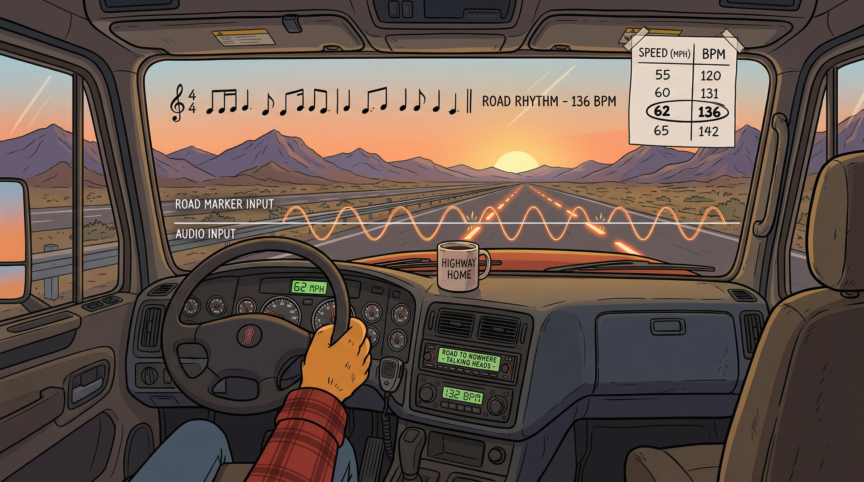 Lane markers ticking off the BPM