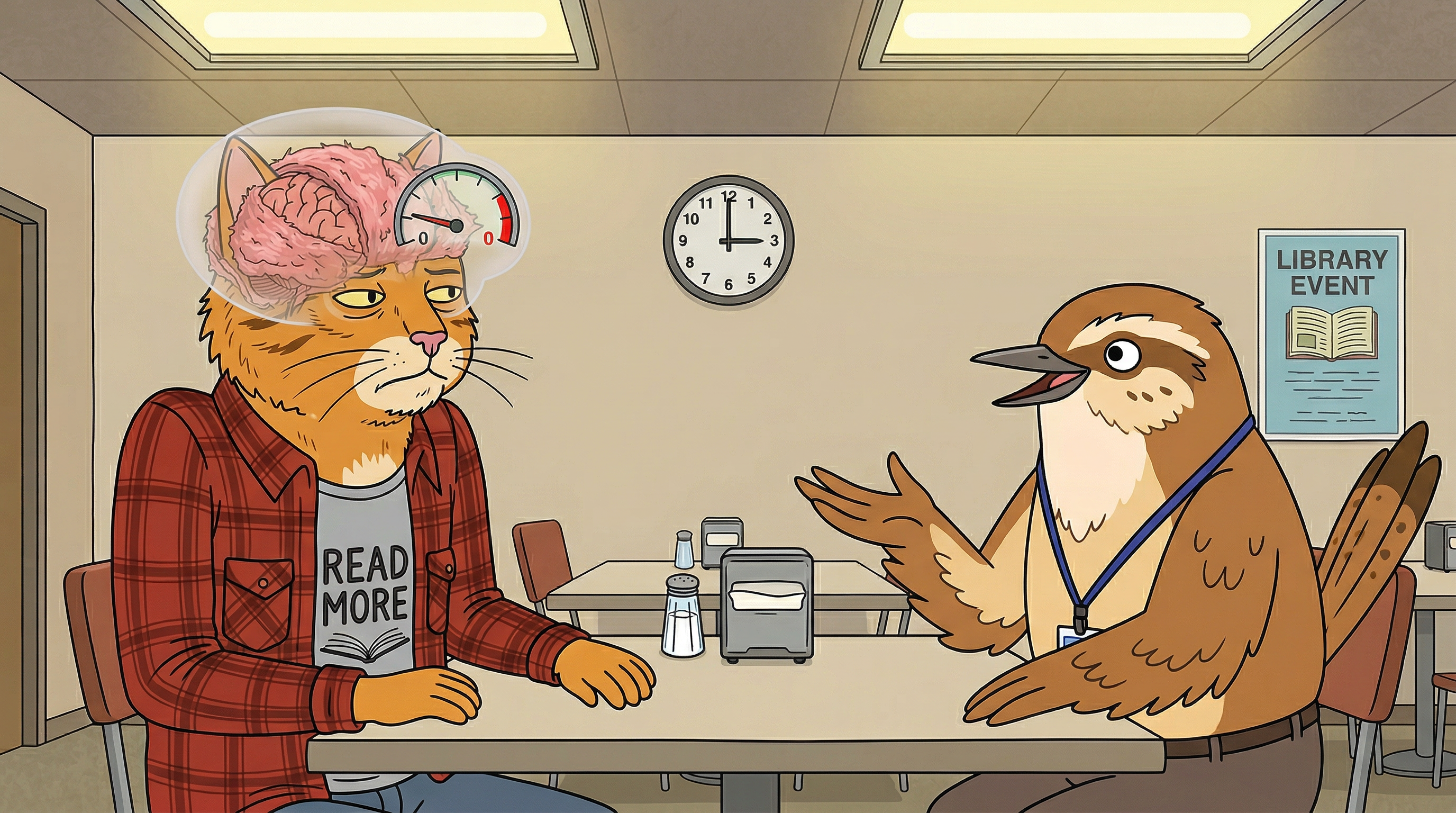 The fiberglass brain — visible thoughts at the library