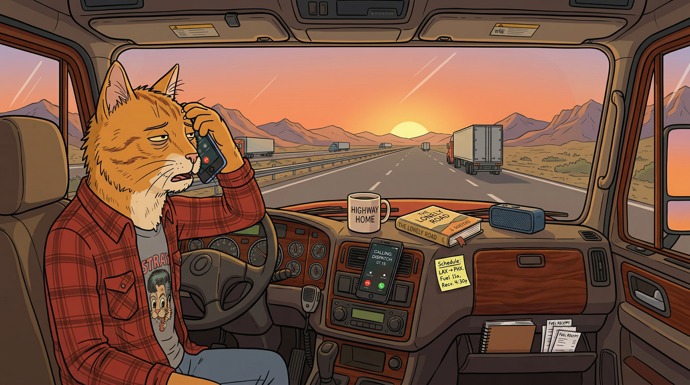 Taking a dispatch call on the highway